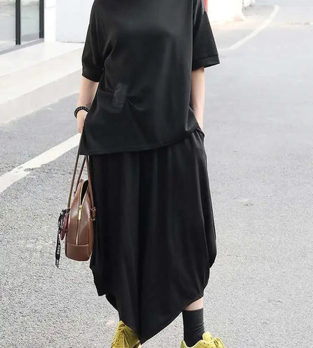 High Elastic Waist Black Brief Long Casual Wide Leg Pants New Trousers Women Fashion Tide Spring Autumn 2025 1DJ0218