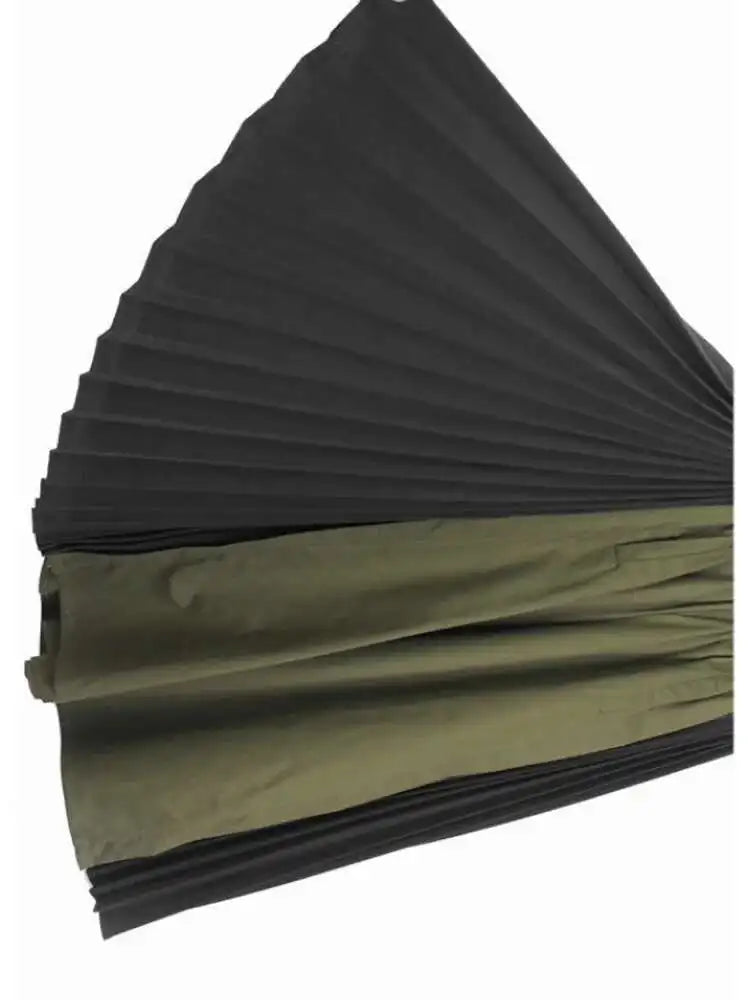 High Elastic Waist Green Pleated Color-block Long Wide Leg Pants New Trousers Women Fashion Spring Autumn 2025 1DJ0126