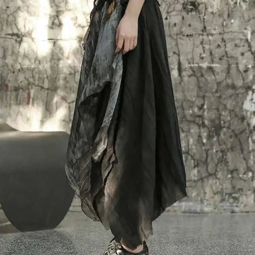 Load image into Gallery viewer, High Elastic Waist Black Irregular Printed Pleated Vintage Half-body Skirt Women Fashion New Spring Autumn 2025 1DF6823
