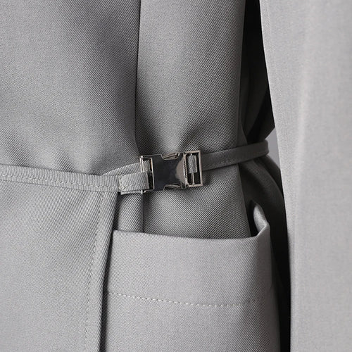 Load image into Gallery viewer, Women Gray Irregular Spliced Big Size Elegant Blazer New Lapel Long Sleeve Jacket Fashion Tide Spring Autumn 2025 7AB8229
