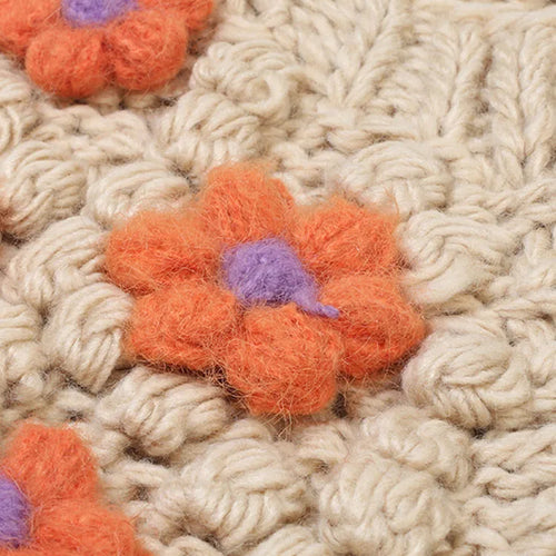 Load image into Gallery viewer, Autumn And Winter Sweater Hand-crocheted Thick Stick Needle Cute Flower Fur Ball Sweet Knitted Coat Sweater Cardigan  C-272
