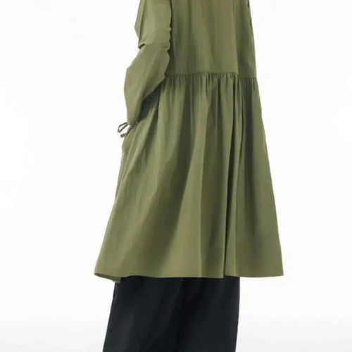 Load image into Gallery viewer, Women Army Green Big Size Long Trench New Stand Collar Long Sleeve Fit Windbreaker Fashion Tide Spring Autumn 2025 1DH3440
