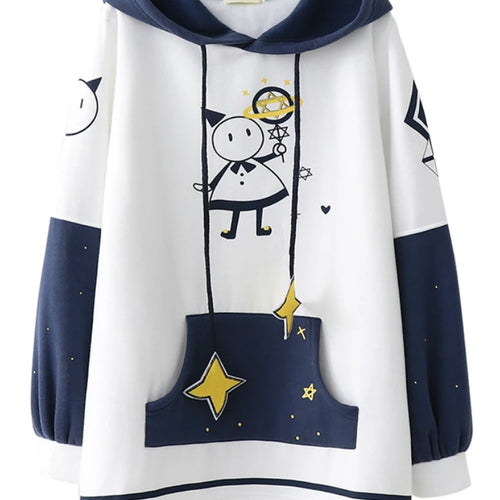 Load image into Gallery viewer, Women Hoodies Sweatshirts Cartoon Snowman Sweet White Long Hoodie Hooded Sweatshirt Dress Cute Female Pullovers
