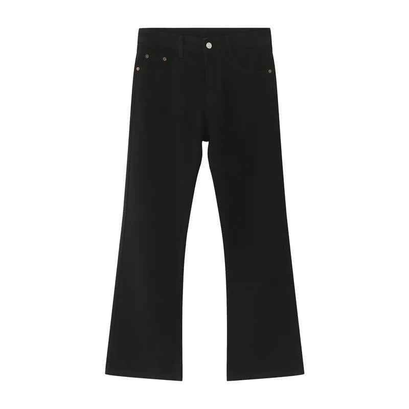 Men's Jeans New Spring High Street Style Slightly Flared Denim Pants Solid Color Handsome Casual Male Trousers 9W1422