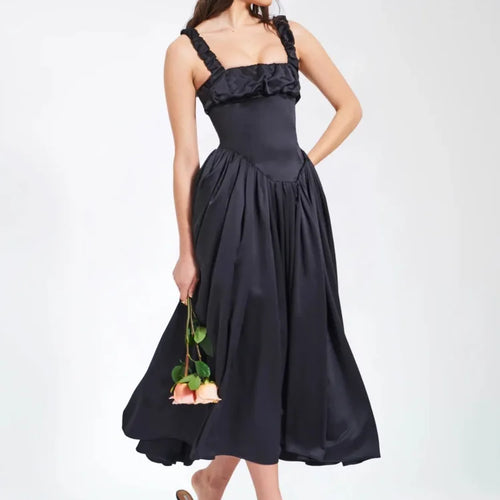 Load image into Gallery viewer, Elegant Sleeveless Satin Bodycon Dress Women's Pleated Slim Fit Long Dress Female Elegance Party Club Street Clothing
