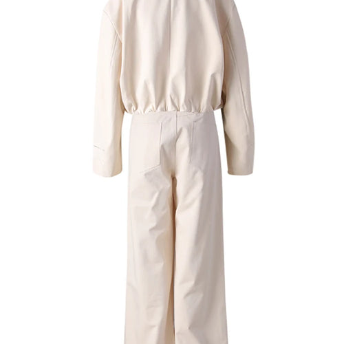 Load image into Gallery viewer, Big Size Leather Jacket Wide Leg Pants Two Piece Suit New Lapel Long Sleeve Women Fashion Tide Spring Autumn 2025 CPG3127
