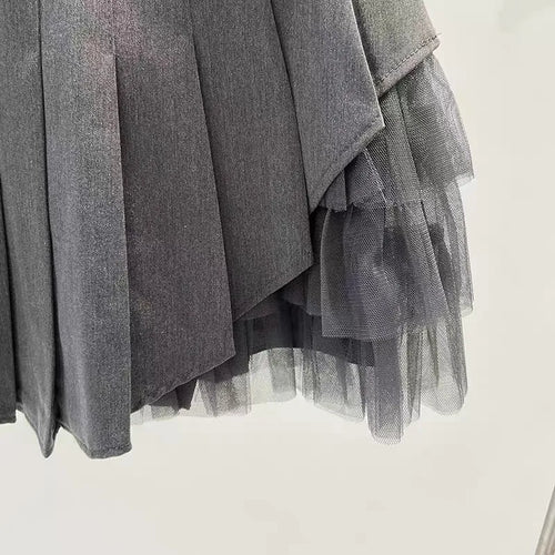 Load image into Gallery viewer, Korean 2024 Spring Summer Women Black Mesh Patchwork High Waist Mini Skirt White Sexy Club Girl Party A-line Pleated Short Skirt
