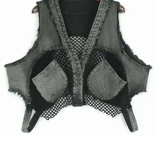 Load image into Gallery viewer, Big Size Denim Vest Wide Leg Pants Two Piece Suit New V-Neck Sleeveless Women Fashion Tide Spring Autumn 20251DH9963
