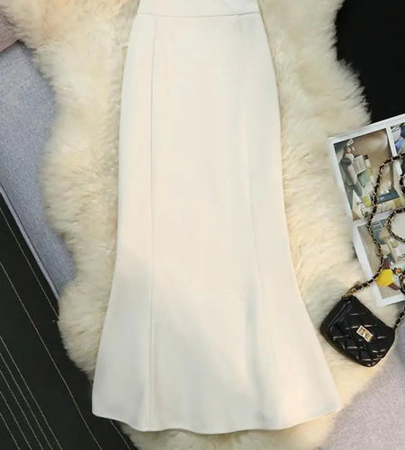 Black Woolen Fishtail Skirts Women 2023 Fashion White High Waist Slim Autumn Casual Blue Elegant Wrap Hip Mermaid Long Skirt New
