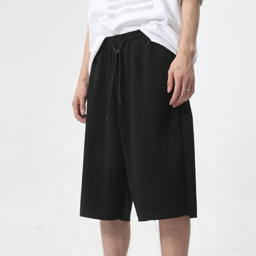 Load image into Gallery viewer, Simple Solid Color Men&#39;s Shorts Knee Length Wide Leg Drawstring Lace Male Fashion Trousers New Stylish Summer 9C6093
