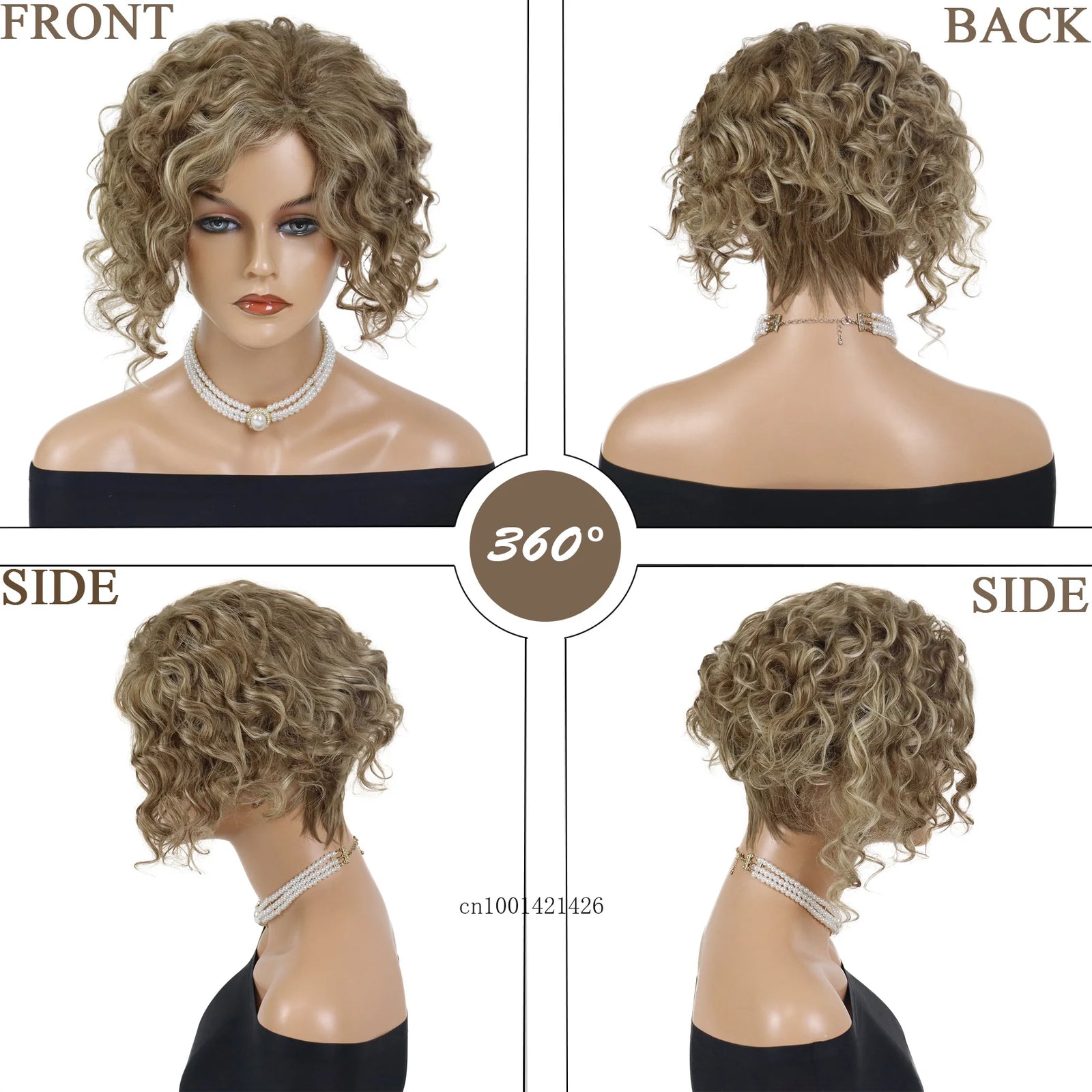 Mix Blonde Synthetic Hair Wigs for White Women Fashion Hairstyle Curly Wig with Long Bangs Casual Daily Use Hair Replacement Wig