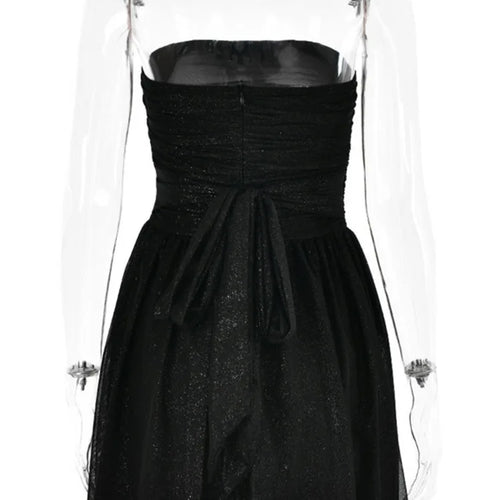 Load image into Gallery viewer, Elegant Strapless Sexy Mini Dress Women Fashion Black Off-shoulder Backless Pleated Sequins Sparkle Club Party Dress
