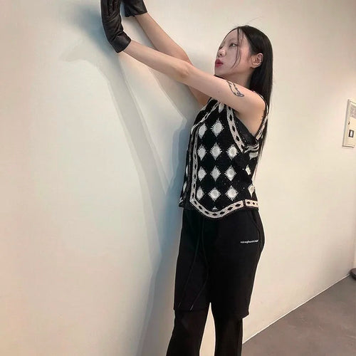 Load image into Gallery viewer, Japanese Y2k Knitted Tank Top Vintage 2000s Style Button Tanktop Harajuku Aesthetics Cut Out Knit Vest Korean Popular
