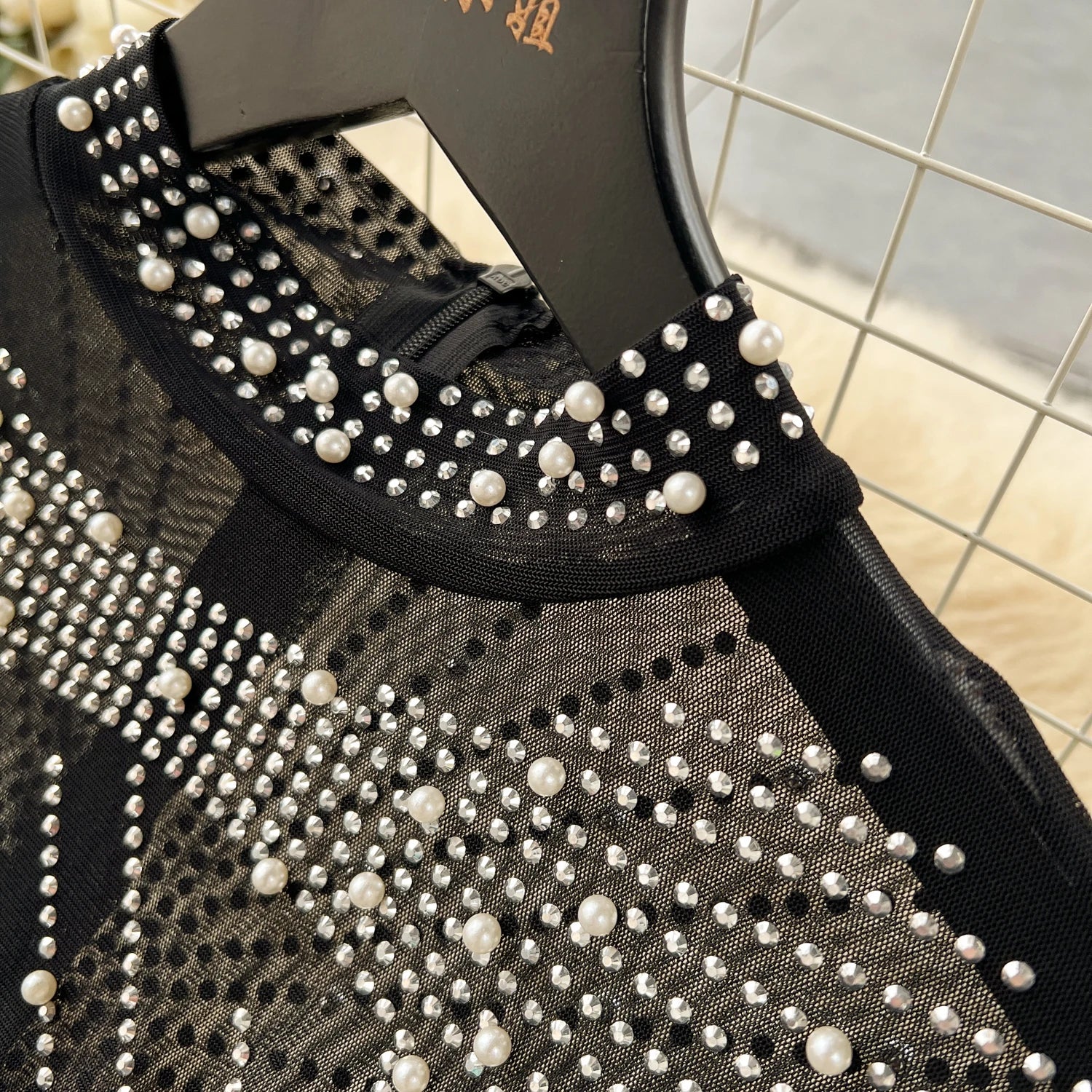 Women Black Mesh Tassel Long Sleeve Diamonds Bodycon Long Dresses Autumn Vintage Elegant Birthday Party Evening Dress French New