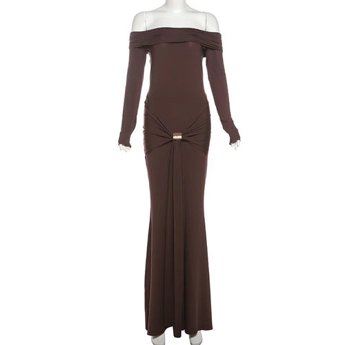 Load image into Gallery viewer, Off-shoulder Long Sleeve Sexy Maxi Dress For Women Fashion Strapless Backless Draped Bodycon Club Party Long Dress
