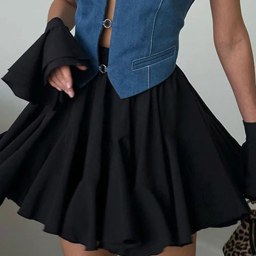 Load image into Gallery viewer, Summer White Mini Skirt A-line High Waist Sexy Cute Ruffle Vintage Tennis Skirt Black Elastic Waist Tutu Short Skirts for Women
