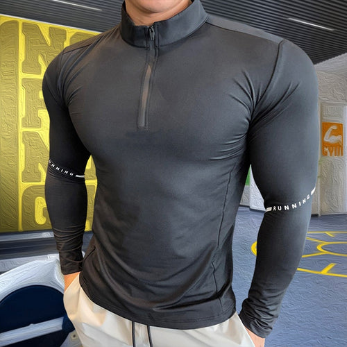 Load image into Gallery viewer, Mens Compression T-shirt Gym Fitness Sweatshirt Running Exercise Sports Tops Turtleneck Knitwear Long Sleeves Clothing Plus Size
