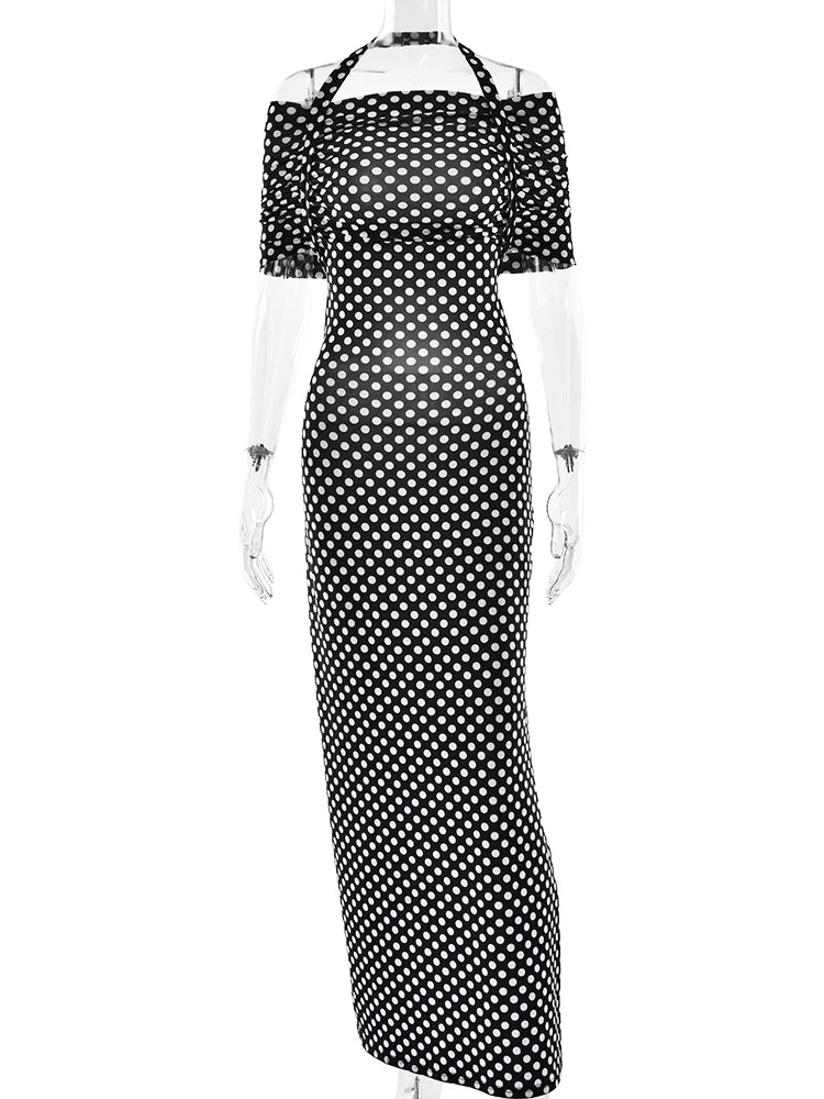 Elegant Sleeveless Hanging Collar One Shoulder Dress Women Sexy Backless Bodycon Slit Dress Party Holiday Beach Vestido