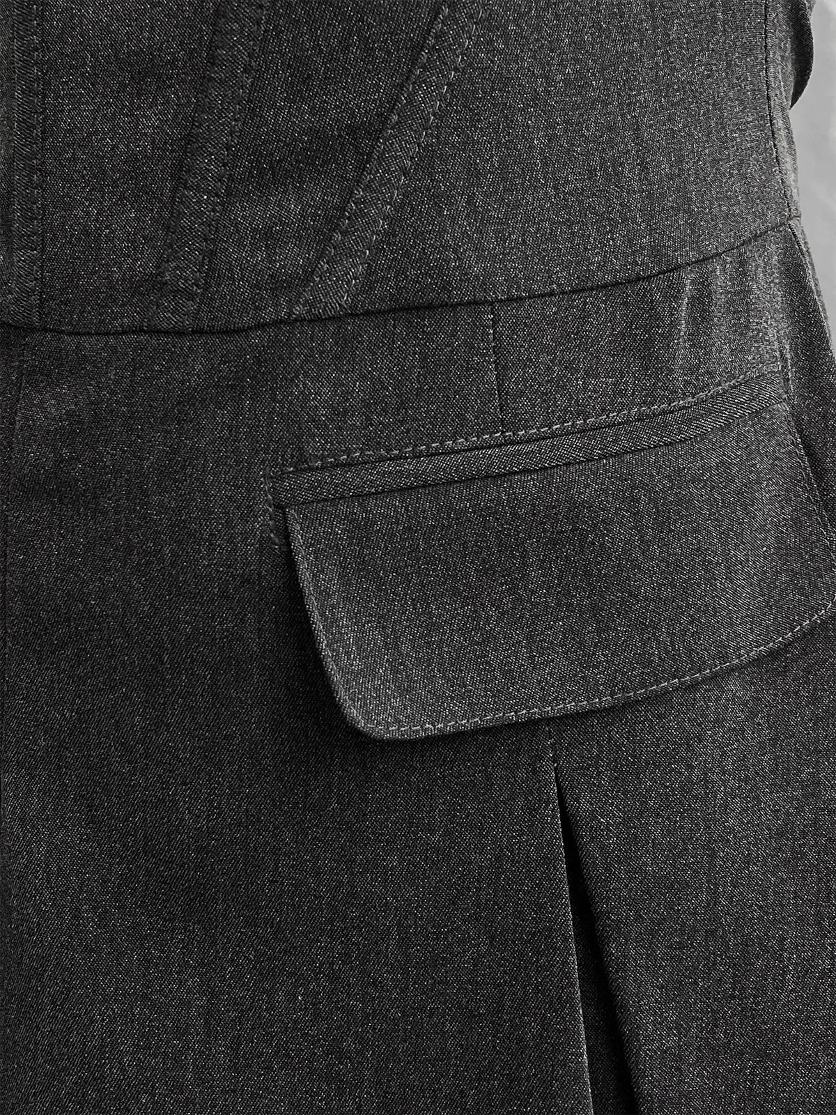 Autumn Women Office Lady Blazer Dress Sleeveless 2023 Casual Fashion A Line Dress with Pocket Gray Women's Clothing