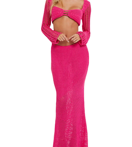 6 Colors Hollow Out Long Sleeve Crochet Knitted Tunic Beach Cover Up Cover-ups Beach Dress Beach Wear Beachwear Female V5992