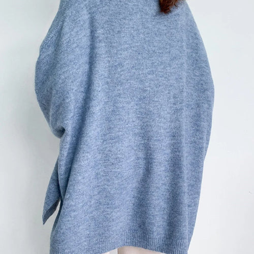 Load image into Gallery viewer, Blue Big Size Knitting Sweater Loose Fit Round Neck Lantern Sleeve Women Pullovers New Fashion Spring Autumn 2025 1DD6061
