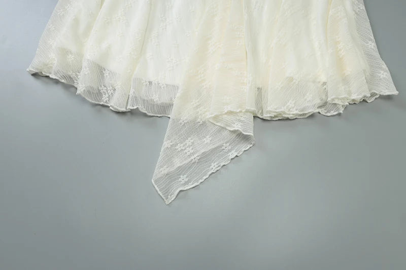 See Through Lace Halter Sexy Mini Dress Women Robe Halter Deep V Neck Backless Draped Ruffled Club Party Beach Dress