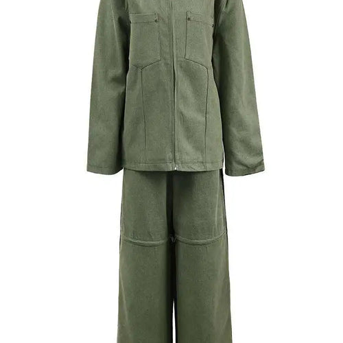 Load image into Gallery viewer, Big Size Denim Jacket Wide Leg Pants Two Piece Suit New O-Neck Long Sleeve Women Fashion Tide Spring Autumn 2025 CPG1262
