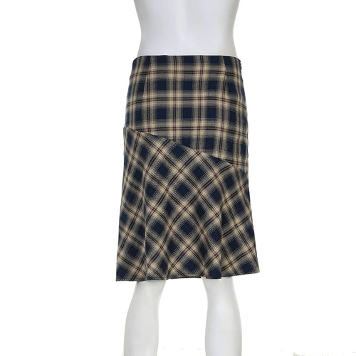 Load image into Gallery viewer, Vintage y2k England Style Midi Skirt Japanese Korean Chic Plaid Skirt Women Stitched Bottoms Preppy Checkered Outfits
