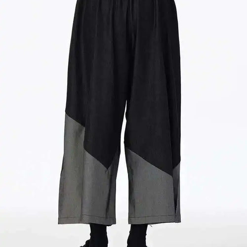 Load image into Gallery viewer, High Elastic Waist Black Denim Color-block Long Wide Leg Jeans New Women Trousers Fashion Tide Spring Autumn 2025 1DH6715
