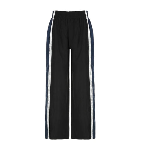 Load image into Gallery viewer, Streetwear Stripe Spliced Women Trousers Straight Leg Casual Baggy Joggers Sporty Chic Pants Basic Bottoms Contrast
