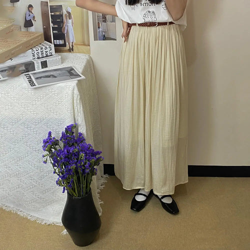 Load image into Gallery viewer, Spring Summer New Solid Elegant Vacation Party Pleated Skirt Women's French Fashion Elastic Waist Office Long Skirt Trend Simple
