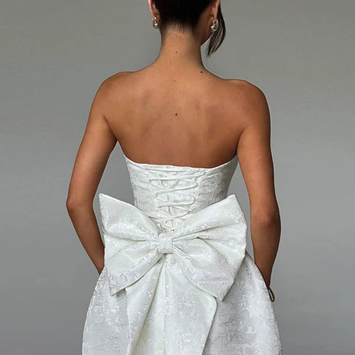 Load image into Gallery viewer, Elegant Strapless Butterfly Knot Open Back Short Dress Women 2024 Summer New Sexy Mini Dress Tight Party Evening Dress
