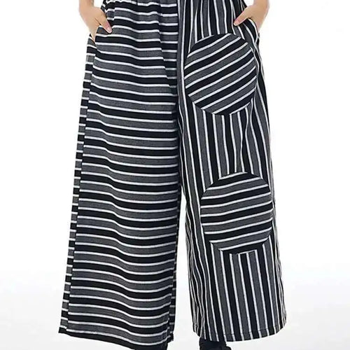 Load image into Gallery viewer, High Elastic Waist Black Striped Spliced Long Wide Leg Pants New Trousers Women Fashion Tide Spring Autumn 2025 1DH7545
