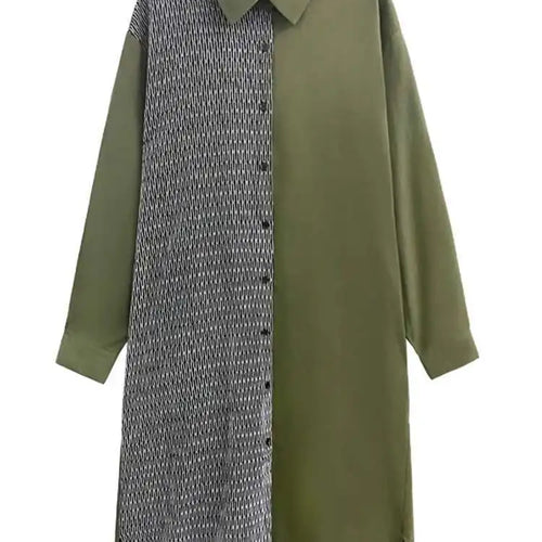 Load image into Gallery viewer, Women Black Color-block Big Size Midi Shirt Dress New Lapel Long Sleeve Loose Fit Fashion Tide Spring Autumn 2025 1DH2095
