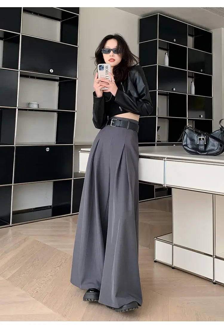Solid High Waist Casual Suit Long Pants Women's Straight Wide Leg Trousers Slim Summer 2024 New Loose Versatile Fashion Popular