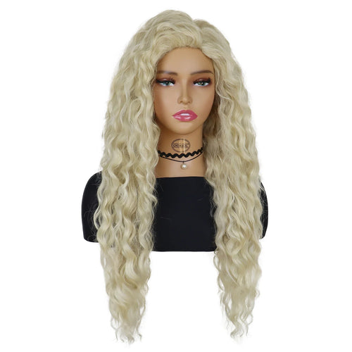 Load image into Gallery viewer, Synthetic Hair Long Curly Blonde Wigs for Women Natural Wig Thick Fluffy Wigs Ombre Color Blond Wig with Free Part Bangs Costume
