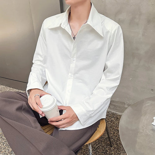 Load image into Gallery viewer, Spring Men&#39;s Shirts Long Sleeve Solid Color Casual  Large Lapel Shoulder Pad Single Breasted Male Clothing 9W1869
