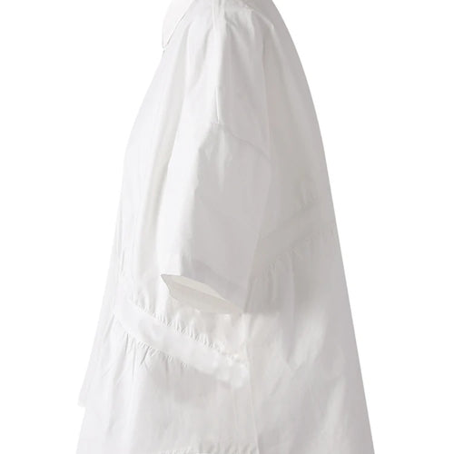 Load image into Gallery viewer, Women Black Irregular Pleated Big Size Casual Blouse New Lapel Short Sleeve Shirt Fashion Tide Spring Summer 2025 CPG3167
