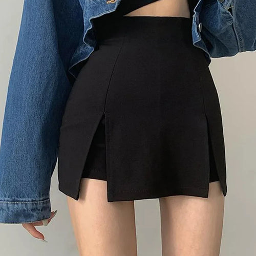 Load image into Gallery viewer, Sexy Split Shorts Skirt Women&#39;s Office Ladies Suit Skirt Summer New Black Mini A-line Pants Skirt High Waist Wide Leg Shorts
