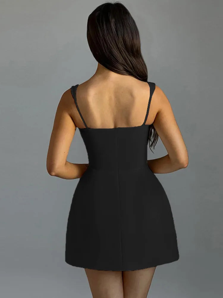 Women's Waist Wrap Tank Top Dress, Female Open Back, Sexy Mini Dress, Slim, Summer, New, Party Clothing, Fashion, 2024