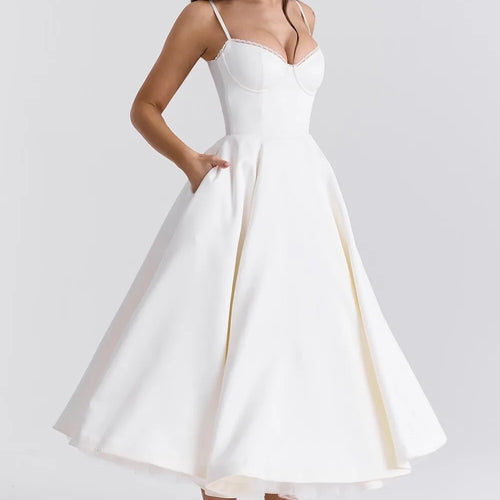 Load image into Gallery viewer, Elegant A-line Backless Sexy Midi Dress For Women Fashion Spaghetti Strap Sleeveless Loose Club Party Sexy Dress New
