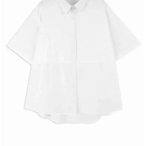 Load image into Gallery viewer, Women Green Plaid Pleated Big Size Casual Blouse New Lapel Short Sleeve Shirt Fashion Tide Spring Summer 2025 1DH6308
