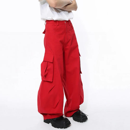 Load image into Gallery viewer, Men&#39;s Wear New Stylish Overalls High Street Oversize Wide Leg Workwear Pants Solid Color Fashion Pocket Trouser 9C5103
