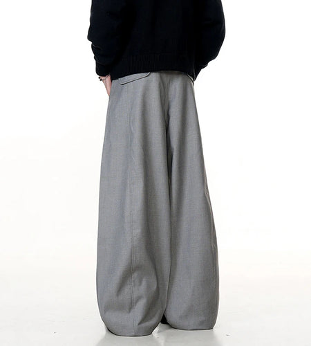 Men's Suit Pants New American High Street Curved Knife Chic Loose Pleated Niche Design Solid Color Male Trousers 9W1951