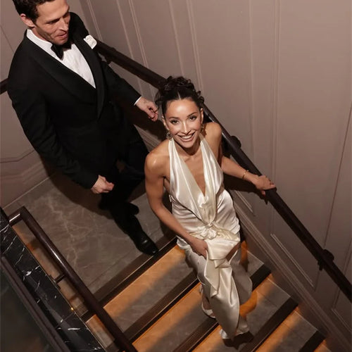 Load image into Gallery viewer, Satin Deep V Neck Backless Sexy Maxi Dress Women Elegant Halter Sleeveless Lace-up High Waist Draped Ruched Long Dress
