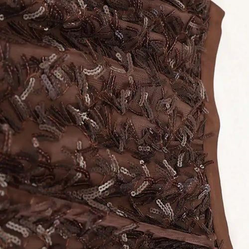 Load image into Gallery viewer, High Elastic Waist Brown Sequins Tassels Elegant Party Half-body Skirt Women Fashion Tide New Spring Autumn 2025 1DH9912
