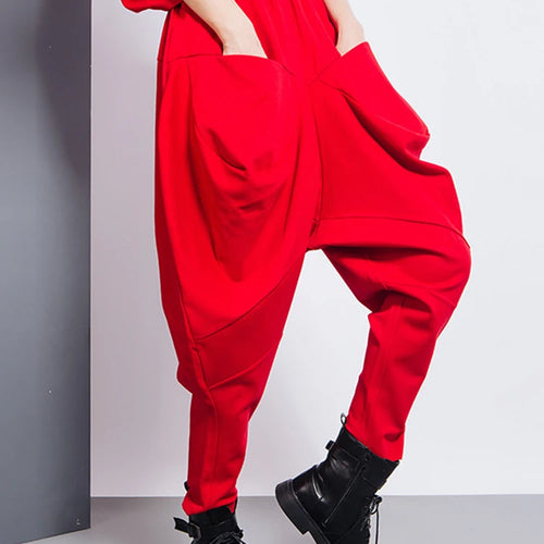 Load image into Gallery viewer, Big Pockets Spliced Irregular High Waist Harem Trousers New Loose Fit Pants Women Fashion Tide Spring Autumn 2025 1DD2684
