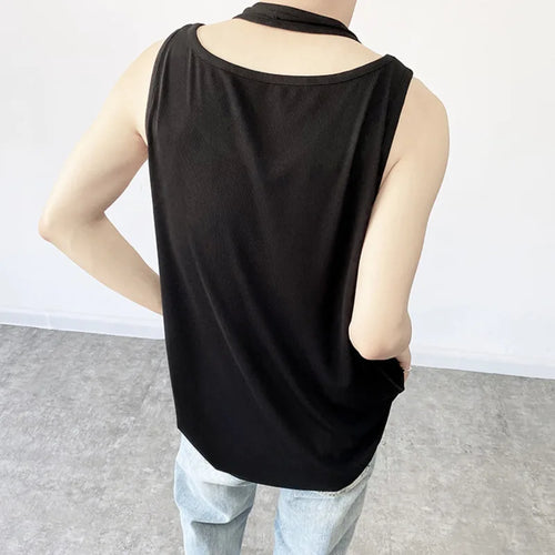 Load image into Gallery viewer, Men&#39;s Vest New Trendy Fake Two-peice Design Baggy Solid Color Male Sleeveless Tops Personality Men Wear Spring 9Y8510
