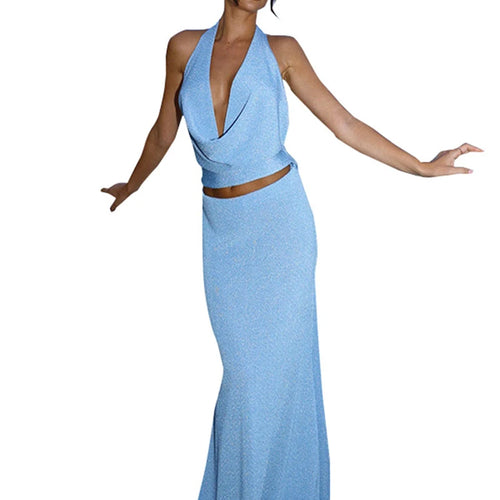 Load image into Gallery viewer, Halter Deep V Neck Backless Sexy Maxi Dress For Women Fashion Sleeveless High Waist Slim-fit Beach Club Party Dress
