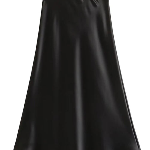 Load image into Gallery viewer, Hot Sale Solid Satin Elastic Waist Women A-Line Skirt Summer Female Slim Falda
